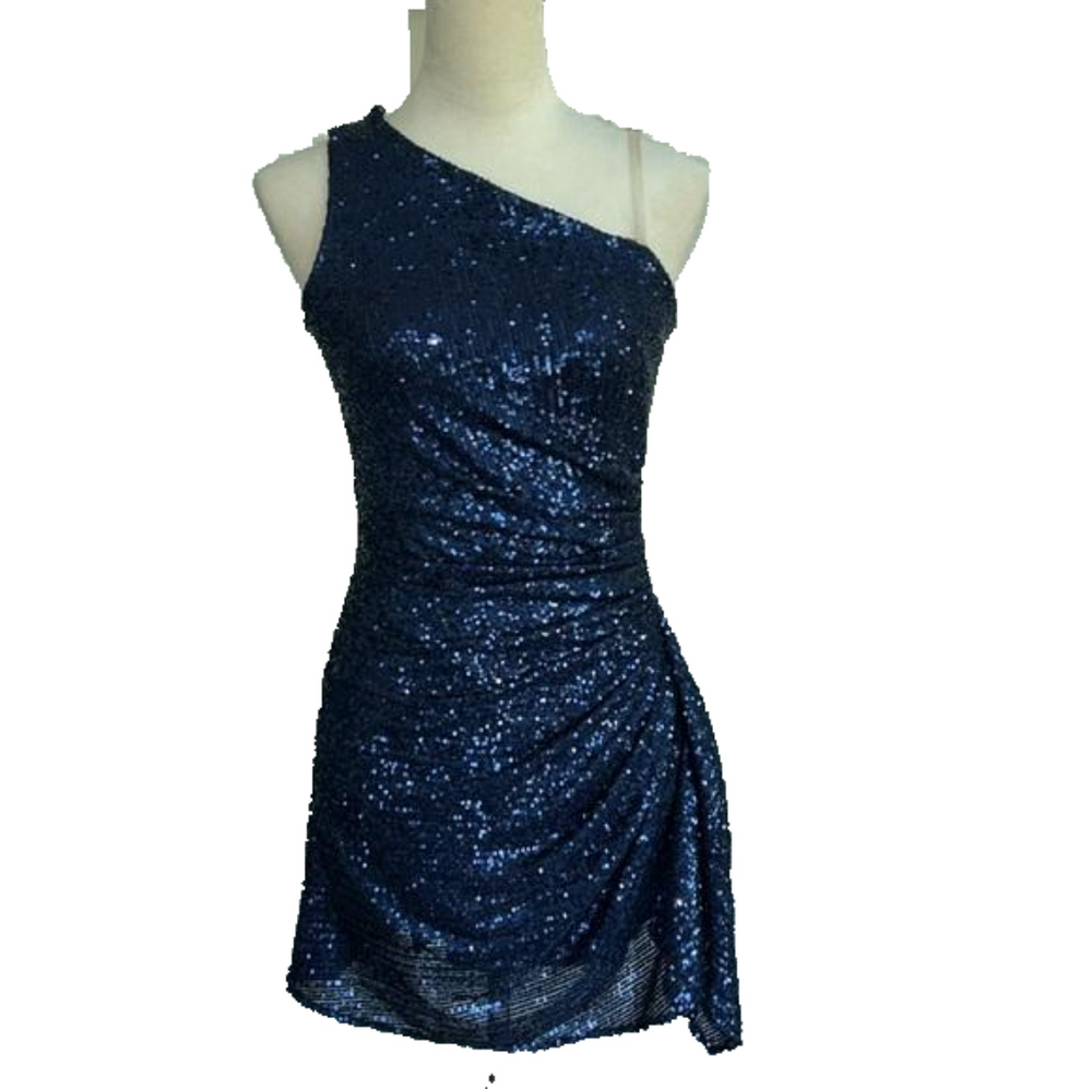Navy Blue Sequin Prom Dress: Size Small